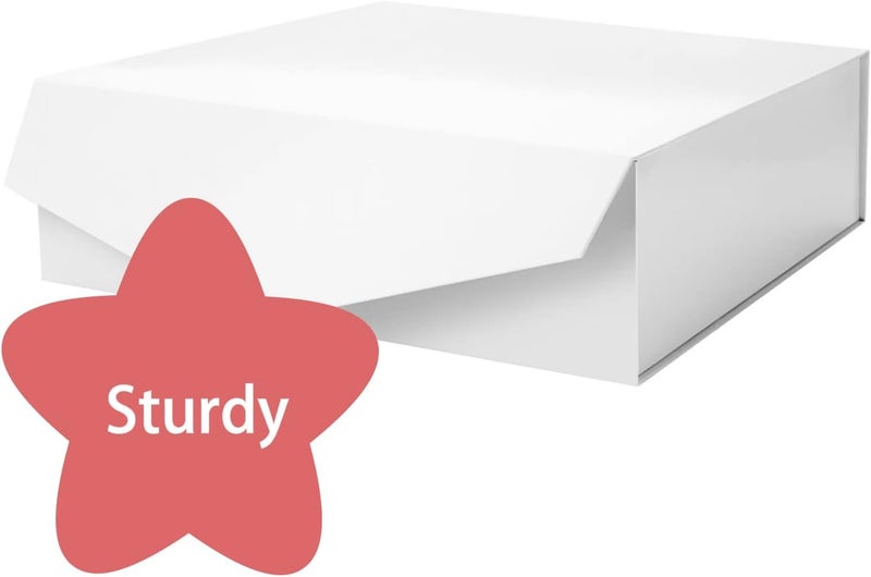 JINGUAN Large White Collapsible Gift Boxes with Magnetic Closure Lids 13.5x9x4.1 Inches, Bridesmaid Proposal Boxes, Rectangle Present Boxes (Glossy White, 6 Pack) - Image 3